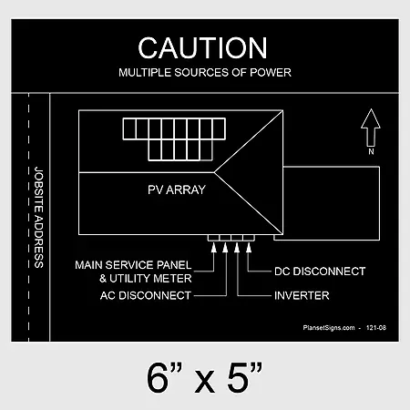 121-02 Solar Facility Map Placard (6" x 5") - Black