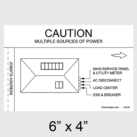 122-02 Solar Facility Map Placard (6" x 4") - White