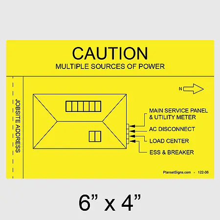 122-02 Solar Facility Map Placard (6" x 4") - Yellow