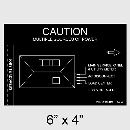 122-02 Solar Facility Map Placard (6" x 4") - Black