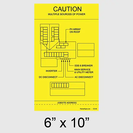 123-02 Solar Facility Map Placard (6" x 10") - Yellow