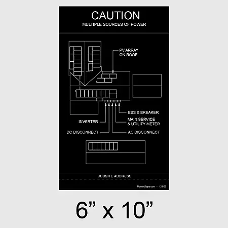 123-02 Solar Facility Map Placard (6" x 10") - Black