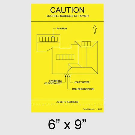 124-02 Solar Facility Map Placard (6" x 9") - Yellow