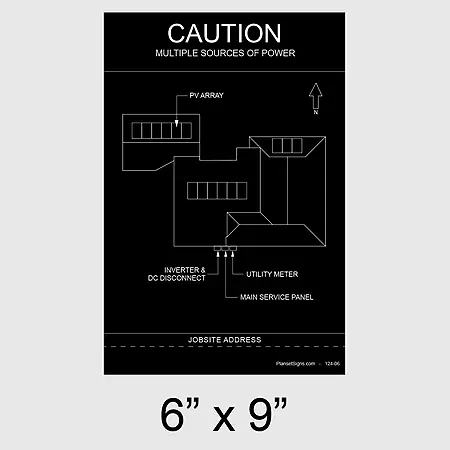 124-02 Solar Facility Map Placard (6" x 9") - Black