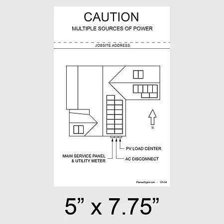 125-02 Solar Facility Map Placard (5" x 7.75") - White