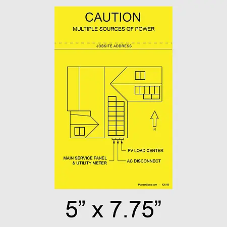 125-02 Solar Facility Map Placard (5" x 7.75") - Yellow
