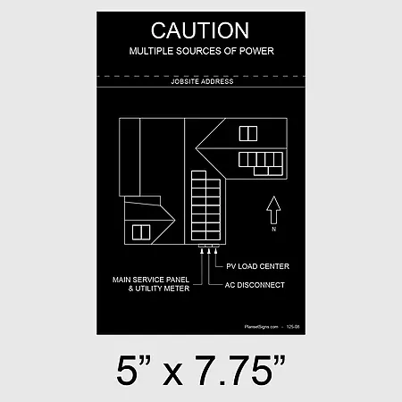 125-02 Solar Facility Map Placard (5" x 7.75") - Black
