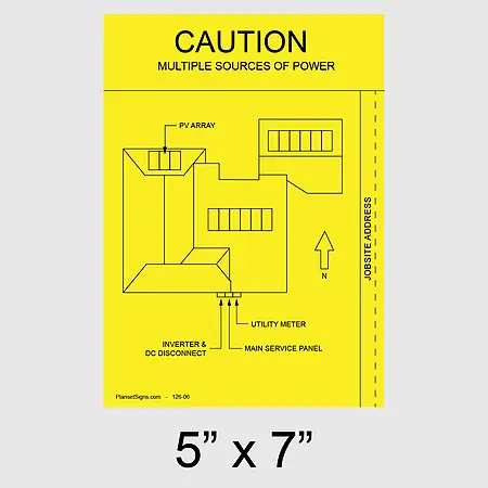 126-02 Solar Facility Map Placard (5" x 7") - Yellow