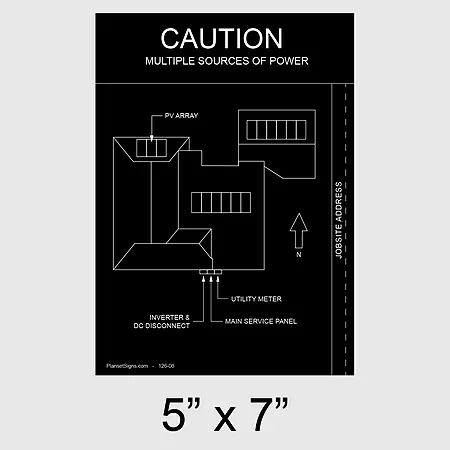 126-02 Solar Facility Map Placard (5" x 7") - Black