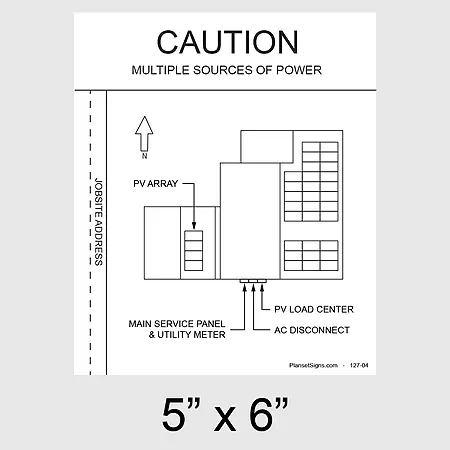 127-02 Solar Facility Map Placard (5" x 6") - White