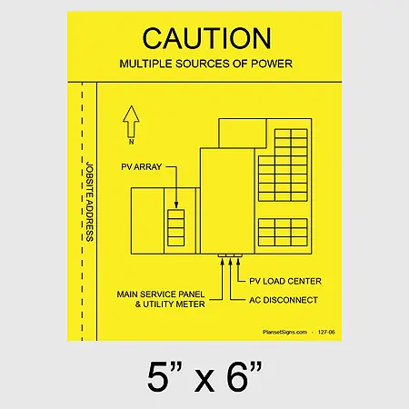 127-02 Solar Facility Map Placard (5" x 6") - Yellow