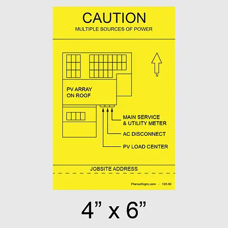 128-02 Solar Facility Map Placard (4" x 6") - Yellow