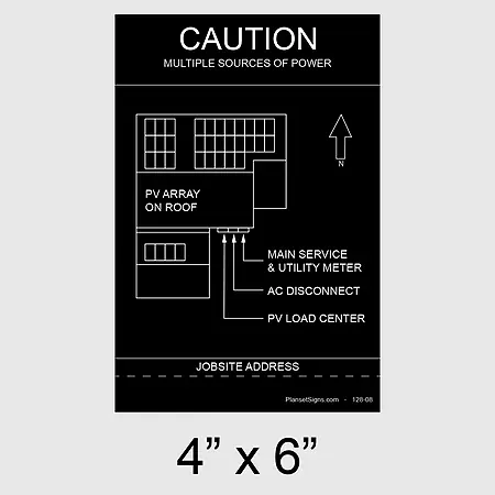 128-02 Solar Facility Map Placard (4" x 6") - Black