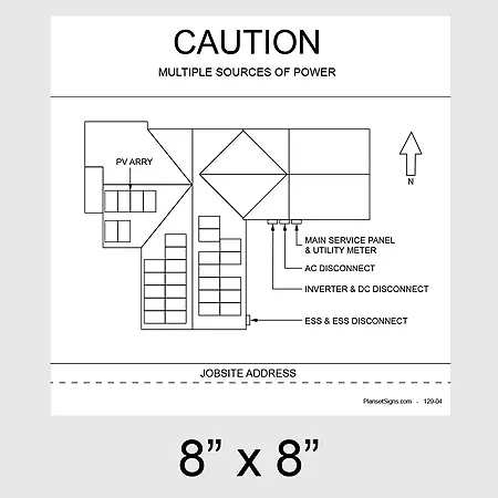 129-02 Solar Facility Map Placard (8" x 8") - White