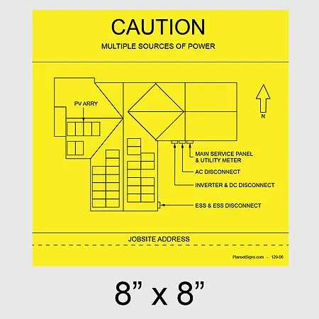 129-02 Solar Facility Map Placard (8" x 8") - Yellow
