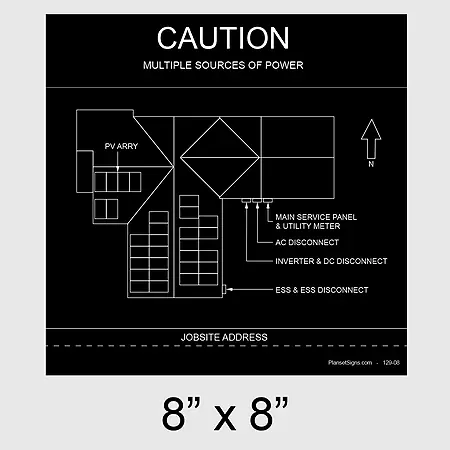 129-02 Solar Facility Map Placard (8" x 8") - Black