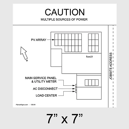 130-02 Solar Facility Map Placard (7" x 7") - White
