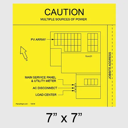 130-02 Solar Facility Map Placard (7" x 7") - Yellow