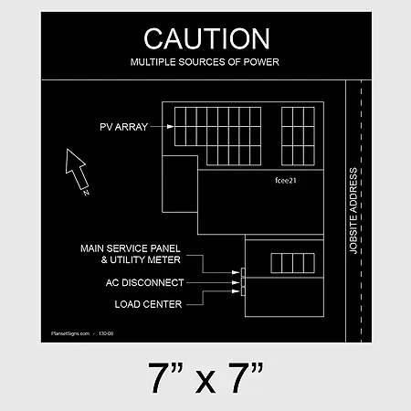 130-02 Solar Facility Map Placard (7" x 7") - Black