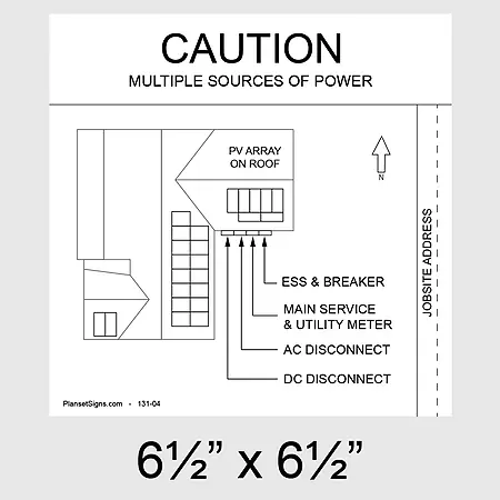 131-02 Solar Facility Map Placard (6.5" x 6.5") - White