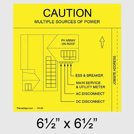 131-02 Solar Facility Map Placard (6.5" x 6.5") - Yellow