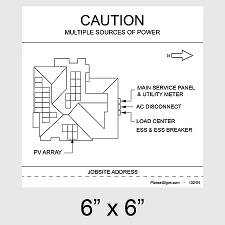 132-02 Solar Facility Map Placard (6" x 6") - White