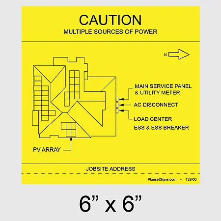 132-02 Solar Facility Map Placard (6" x 6") - Yellow
