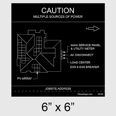 132-02 Solar Facility Map Placard (6" x 6") - Black