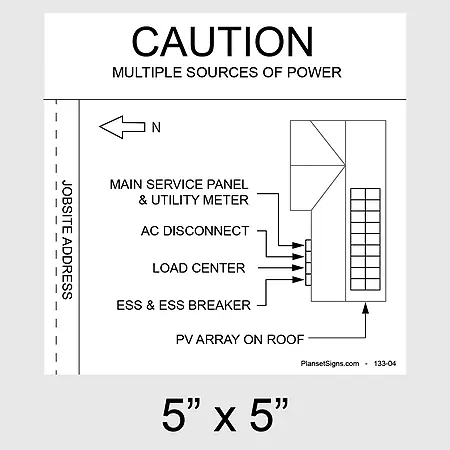 133-02 Solar Facility Map Placard (5" x 5") - White