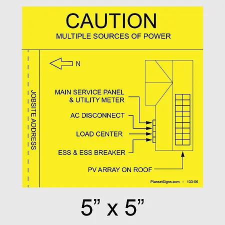133-02 Solar Facility Map Placard (5" x 5") - Yellow
