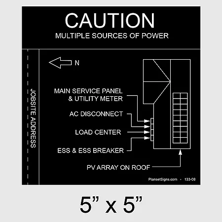 133-02 Solar Facility Map Placard (5" x 5") - Black