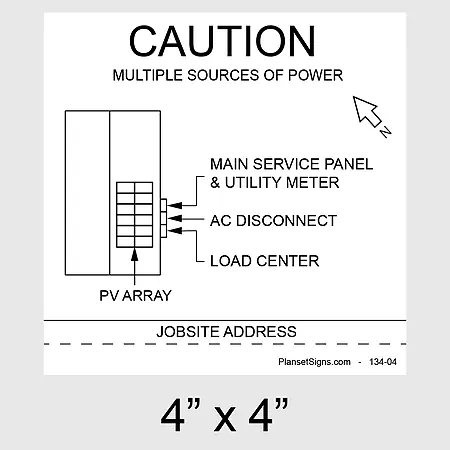 134-02 Solar Facility Map Placard (4" x 4") - White
