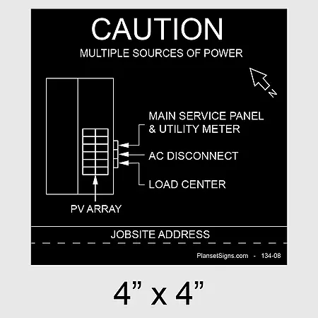 134-02 Solar Facility Map Placard (4" x 4") - Black