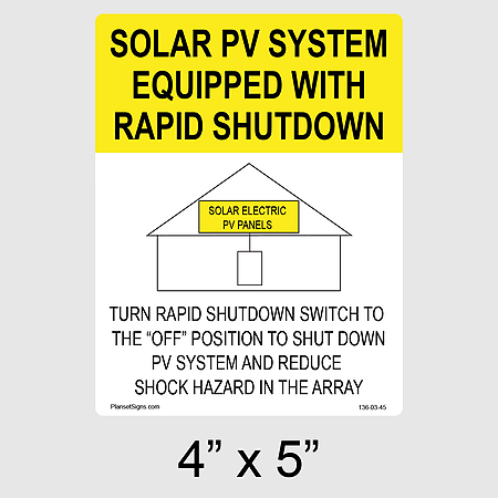 136-03-45 PV Rapid Shutdown Label