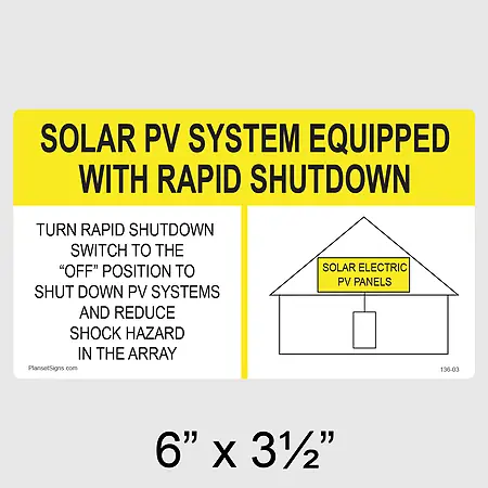 136-03 PV Rapid Shutdown Label