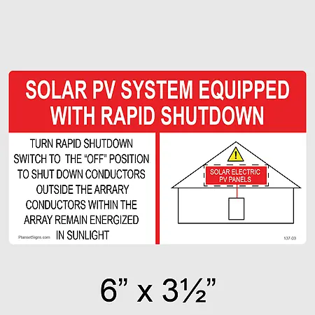 137-03 PV Rapid Shutdown Label
