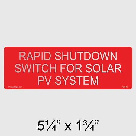 138-09 Rapid Shutdown Switch Reflective Label