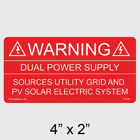 170-01 Warning Dual Power Supply Label