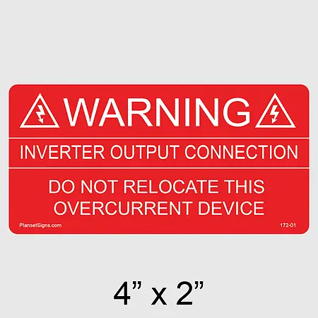 172-01 Inverter Output Connection Label