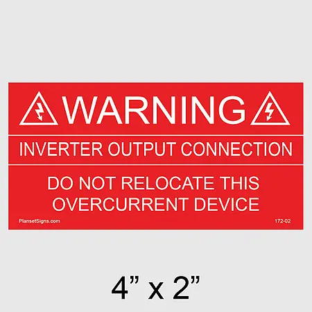 172-02 Inverter Output Connection Placard
