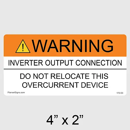 172-03 Inverter Output Connection Label