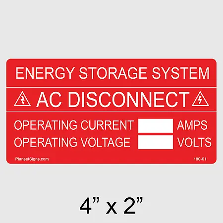 180-01 ESS AC Disconnect Write-In Label