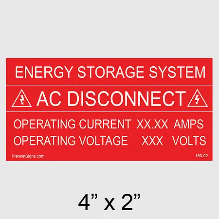 180-02 ESS AC Disconnect Placard