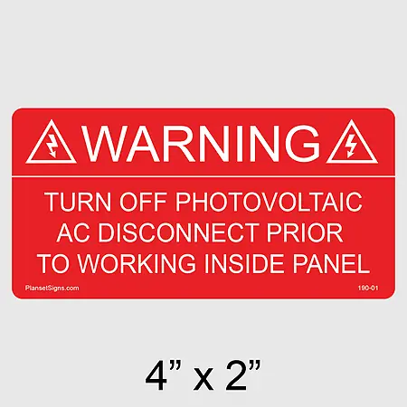 190-01 Solar Warning Label