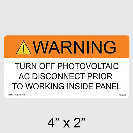 190-03 Solar Warning Label