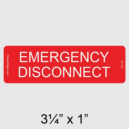 191-01 Emergency Disconnect Label