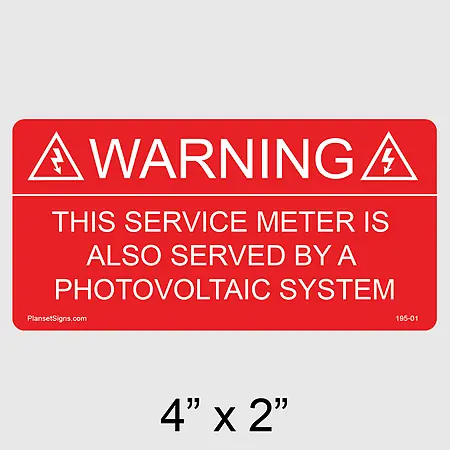 195-01 Warning This Service Meter Is Also Served By A Photovoltaic System Label