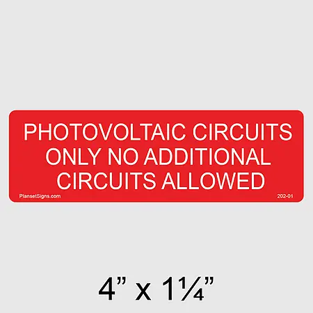 202-01 No Additional Circuits Allowed Label
