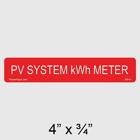 205-01 PV System kWh Meter Label