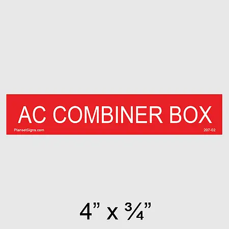 207-02 AC Combiner Box Placard
